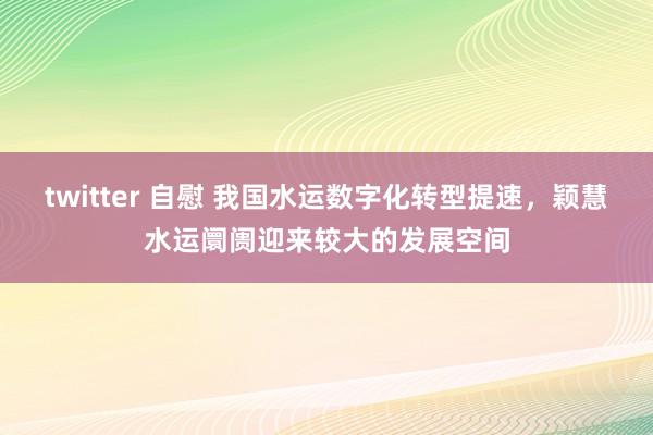 twitter 自慰 我国水运数字化转型提速，颖慧水运阛阓迎来较大的发展空间