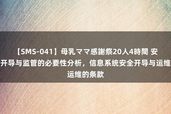 【SMS-041】母乳ママ感謝祭20人4時間 安全等保开导与监管的必要性分析，信息系统安全开导与运维的条款