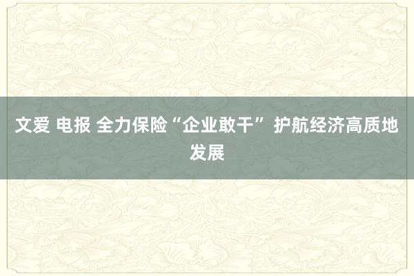 文爱 电报 全力保险“企业敢干” 护航经济高质地发展